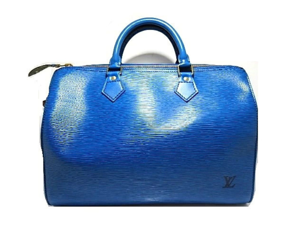 LOUIS VUITTON Speedy Epi Leather Handbag Toledo Blue